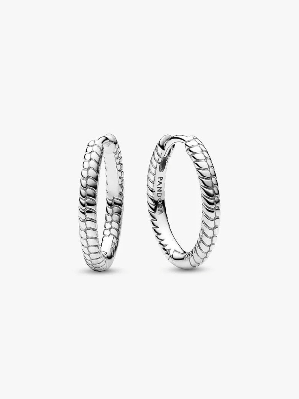Pandora Silver Pavé Huggie Earrings - Sparkling Silver Hoop